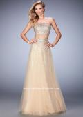 Picture of: Two Piece Tulle Gown with Rhinestone Bandeau Top in Nude, Style: 22379, Main Picture