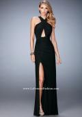 Picture of: Strappy Open Back Prom Dress with Gathered Bodice in Black, Style: 22380, Detail Picture 2
