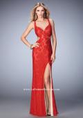 Picture of: Elegant Lace Prom Dress with Cut Outs and Rhinestones in Red, Style: 22381, Back Picture