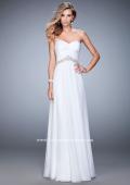 Picture of: Chiffon Prom Dress with Crystal and Pearl Detailed Band in White, Style: 22382, Detail Picture 3