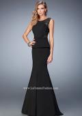 Picture of: Peplum Style Jersey Dress with Rhinestone Embellishments in Black, Style: 22383, Main Picture