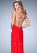 Picture of: Long Prom Gown with V Neck and Crystal Encrusted Straps in Red, Style: 22384, Main Picture