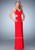 Picture of: Long Prom Gown with V Neck and Crystal Encrusted Straps in Red, Style: 22384, Back Picture