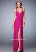 Picture of: Crystal Embellished Gown with Center Slit and Open Back in Pink, Style: 22385, Detail Picture 1