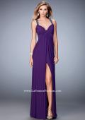Picture of: Crystal Embellished Gown with Center Slit and Open Back in Purple, Style: 22385, Detail Picture 2