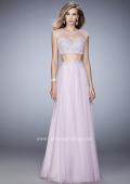 Picture of: Two Piece Illusion Neckline Dress with Pearls and Crystals in Pink, Style: 22387, Detail Picture 1