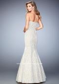 Picture of: Long Sequin Lace Prom Dress with Sweetheart Neck in White, Style: 22390, Back Picture