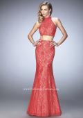 Picture of: Glam Racer Back Two Piece Gown with Rhinestones in Orange, Style: 22393, Detail Picture 1