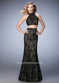 Picture of: Glam Racer Back Two Piece Gown with Rhinestones in Black, Style: 22393, Detail Picture 2