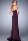 Picture of: Tonal Rhinestone Jersey Prom Dress with Slight Train in Purple, Style: 22396, Back Picture