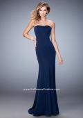 Picture of: Tonal Rhinestone Jersey Prom Dress with Slight Train in Blue, Style: 22396, Detail Picture 2