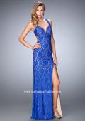 Picture of: Elegant Lace Dress with Open Back and Side Leg Slit in Blue, Style: 22398, Main Picture