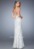 Picture of: White Lace Prom Gown with Crystal Encrusted Neckline in White, Style: 22400, Back Picture
