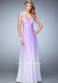 Picture of: Long Ombre Chiffon Prom Dress with Beaded Strappy Back in Purple, Style: 22416, Main Picture