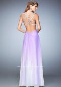 Picture of: Long Ombre Chiffon Prom Dress with Beaded Strappy Back in Purple, Style: 22416, Back Picture