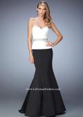 Picture of: Peplum Style Satin Mermaid Gown with Train and Belt in Black, Style: 22418, Main Picture