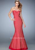 Picture of: Striped Mermaid Prom Dress with Open Back and Cut Outs in Red, Style: 22425, Main Picture