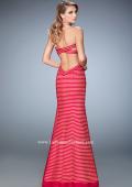 Picture of: Striped Mermaid Prom Dress with Open Back and Cut Outs in Red, Style: 22425, Back Picture