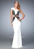 Picture of: Embroidered Jersey Prom Dress with Cut Outs in White, Style: 22426, Main Picture