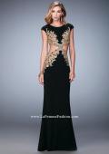Picture of: Embroidered Jersey Prom Dress with Cut Outs in Black, Style: 22426, Detail Picture 1