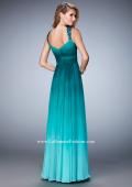 Picture of: Ombre Chiffon Prom Dress with Crystal Encrusted Straps in Green, Style: 22432, Back Picture