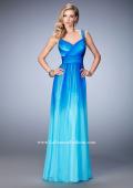 Picture of: Ombre Chiffon Prom Dress with Crystal Encrusted Straps in Blue, Style: 22432, Detail Picture 1