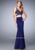 Picture of: Two Piece Prom Dress with Racer Back Lace Top in Blue, Style: 22437, Main Picture