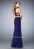 Picture of: Two Piece Prom Dress with Racer Back Lace Top in Blue, Style: 22437, Back Picture