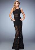 Picture of: Jersey Sheer Stripe Prom Dress with Bandeau and Shorts in Black, Style: 22441, Main Picture
