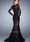 Picture of: Long Sleeve Lace Prom Dress with Body Suit in Black, Style: 22443, Back Picture