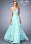 Picture of: Chiffon Prom Dress with Rhinestone Lace Bodice in Blue, Style: 22448, Main Picture