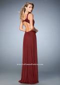Picture of: Long Prom Dress with Geometric Cut Out Bodice in Red, Style: 22450, Back Picture
