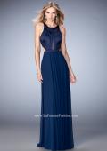 Picture of: Long Prom Dress with Geometric Cut Out Bodice in Blue, Style: 22450, Detail Picture 3