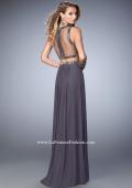 Picture of: Two Piece Net Prom Gown with Charcoal Beading in Silver, Style: 22457, Back Picture