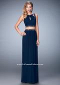 Picture of: Two Piece Net Prom Gown with Charcoal Beading in Blue, Style: 22457, Detail Picture 1