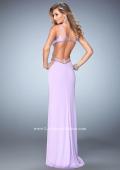 Picture of: Embellished Jersey Prom Dress with Sheer Cut Outs in Purple, Style: 22458, Back Picture