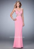 Picture of: Embellished Jersey Prom Dress with Sheer Cut Outs in Pink, Style: 22458, Detail Picture 1