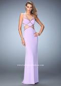 Picture of: Embellished Jersey Prom Dress with Sheer Cut Outs in Purple, Style: 22458, Detail Picture 2
