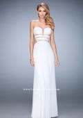 Picture of: Long Prom Gown with Strappy Waistline and Back in White, Style: 22465, Detail Picture 3