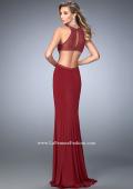 Picture of: High Neck Prom Dress with Cut Outs and Rhinestones in Red, Style: 22469, Back Picture
