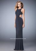 Picture of: High Neck Prom Dress with Cut Outs and Rhinestones in Silver, Style: 22469, Detail Picture 1