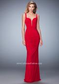 Picture of: Net Gown with Plunging Neckline and Ruched Skirt in Red, Style: 22475, Main Picture