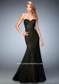 Picture of: Glam Net Mermaid Prom Dress with Gold Shimmer Lining in Black, Style: 22481, Main Picture