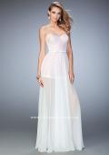 Picture of: Polka Dot Jumper with Long Chiffon Overskirt and Bow in White, Style: 22484, Main Picture