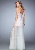 Picture of: Polka Dot Jumper with Long Chiffon Overskirt and Bow in White, Style: 22484, Back Picture