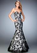 Picture of: Mermaid Gown with Flower Underlay and Rhinestones in Print, Style: 22487, Main Picture