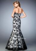 Picture of: Mermaid Gown with Flower Underlay and Rhinestones in Print, Style: 22487, Back Picture