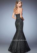 Picture of: Long Prom Gown with Sparkle Net Overlay in Black, Style: 22488, Back Picture