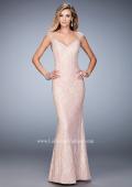 Picture of: Stretch Lace Prom Dress with Sheer Cap Sleeves and Back in Pink, Style: 22493, Detail Picture 1