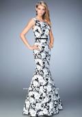 Picture of: Monochromatic Floral Print Mermaid Prom Dress in Print, Style: 22494, Main Picture